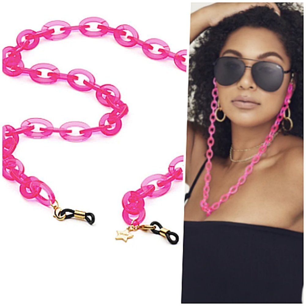 Quay Pink Chain Blue Light Sun Glasses Face Mask